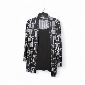Women’s Emily Rose Black & White Geometric 2-Piece Top Set Size XL (37JC)